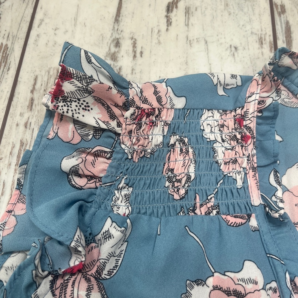 Daniel Rainn Floral Print Blouse Smocked Neckline & Ruffle Sleeves, Small - Picture 6 of 16